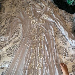 Free People lilac embroidered midi dress